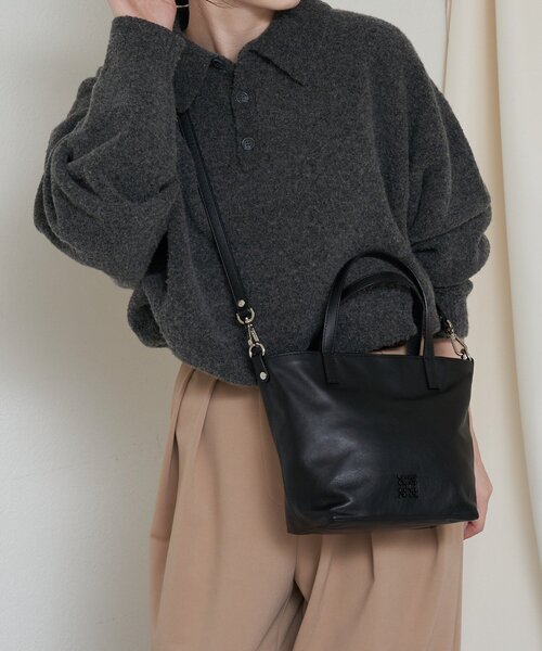 russet（ラシット）の「レザー2WAYミニトートバッグ（トートバッグ・レディース・グレイッシュベージュ/ブラック・FREE）」の3枚目の写真