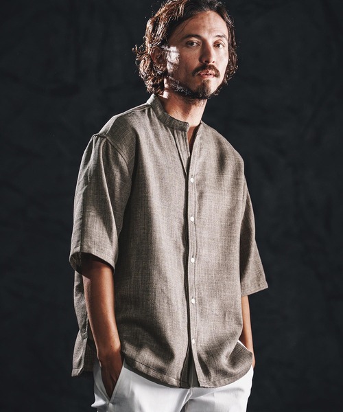 Linen-like V‑neck SS shirt mhs2486 — рубашка V‑neck (WR26S-14)