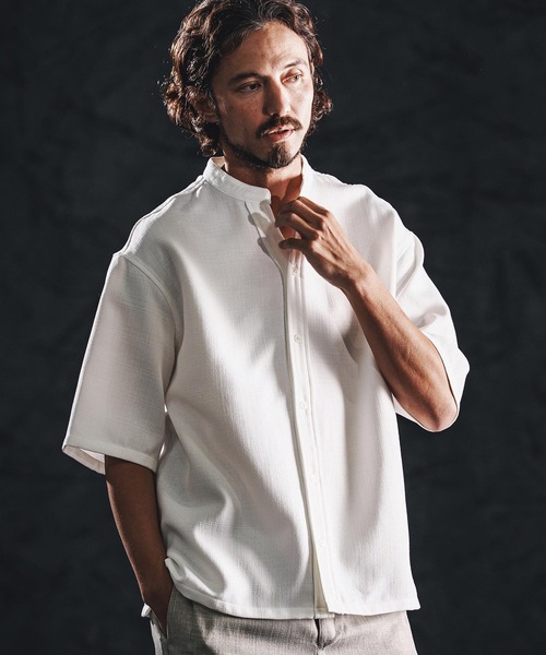 wjk reluxe（ダブルジェーケーリラックス）の「mhs2486-linen like V neck SS shirts シャツ(WR26S-14)（シャツ/ブラウス・メンズ・ブラック/ブラウン系その他/ホワイト・L/M/S）」の22枚目の写真