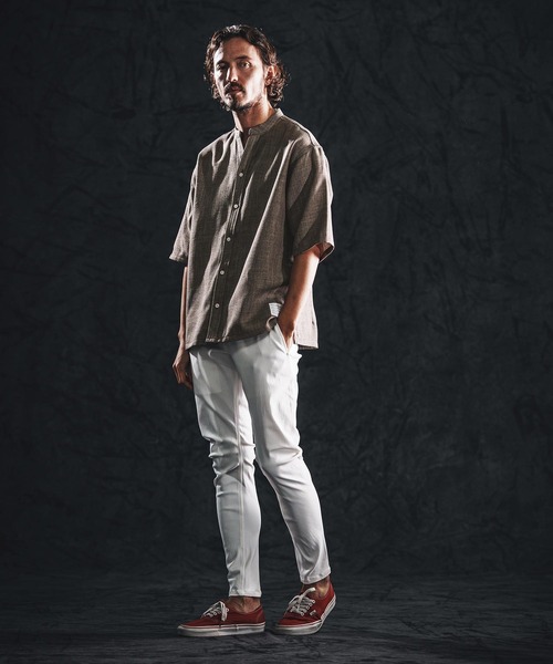 wjk reluxe（ダブルジェーケーリラックス）の「mhs2486-linen like V neck SS shirts シャツ(WR26S-14)（シャツ/ブラウス・メンズ・ブラック/ブラウン系その他/ホワイト・L/M/S）」の4枚目の写真
