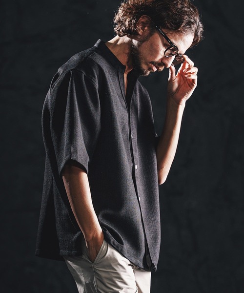 wjk reluxe（ダブルジェーケーリラックス）の「mhs2486-linen like V neck SS shirts シャツ(WR26S-14)（シャツ/ブラウス・メンズ・ブラック/ブラウン系その他/ホワイト・L/M/S）」の6枚目の写真