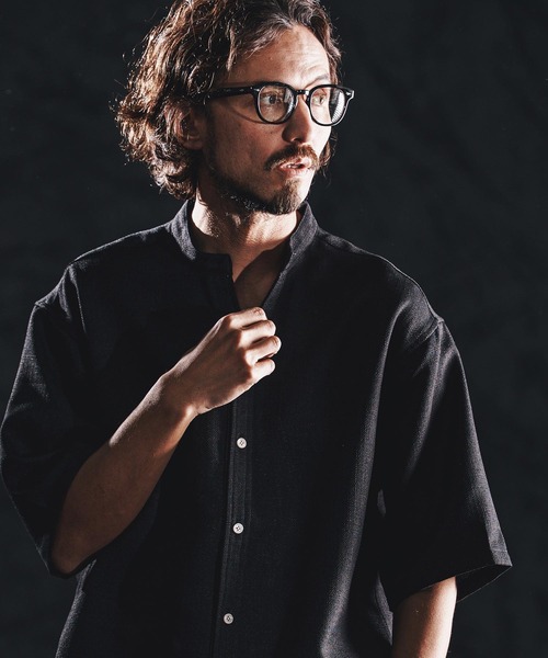 wjk reluxe（ダブルジェーケーリラックス）の「mhs2486-linen like V neck SS shirts シャツ(WR26S-14)（シャツ/ブラウス・メンズ・ブラック/ブラウン系その他/ホワイト・L/M/S）」の8枚目の写真