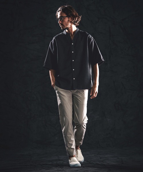 wjk reluxe（ダブルジェーケーリラックス）の「mhs2486-linen like V neck SS shirts シャツ(WR26S-14)（シャツ/ブラウス・メンズ・ブラック/ブラウン系その他/ホワイト・L/M/S）」の9枚目の写真