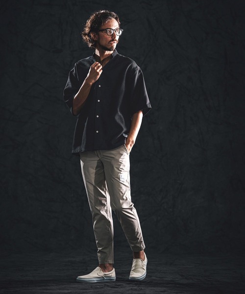 wjk reluxe（ダブルジェーケーリラックス）の「mhs2486-linen like V neck SS shirts シャツ(WR26S-14)（シャツ/ブラウス・メンズ・ブラック/ブラウン系その他/ホワイト・L/M/S）」の11枚目の写真