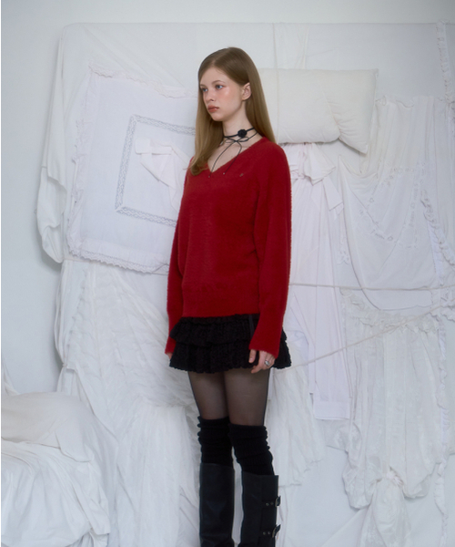 ROSEFRANTZ（ロゼフランツ）の「Fur V-neck Knit [Red]（ニット/セーター・レディース・その他・ONE SIZE）」の12枚目の写真