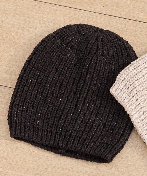 LAKOLE(ラコレ)の「ループヤーンニットワッチ / 622506(ニットキャップ/ビーニー・レディース・ブラック/オフホワイト/ライトグレー・FREE)」の2枚目の写真