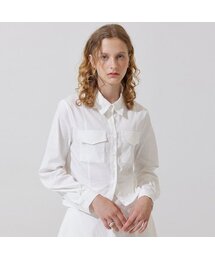 カーゴポケットクロップロングシャツ - ホワイト