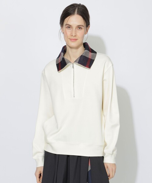 CB CRESTBRIDGE(シービークレストブリッジ)の「クレストブリッジチェックハーフジッププルオーバー(Tシャツ/カットソー・レディース・ブラック/ブルー/オフホワイト・3/1/2)」の18枚目の写真