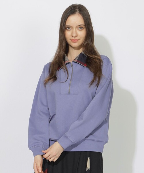 CB CRESTBRIDGE(シービークレストブリッジ)の「クレストブリッジチェックハーフジッププルオーバー(Tシャツ/カットソー・レディース・ブラック/ブルー/オフホワイト・3/1/2)」の9枚目の写真