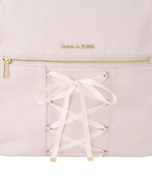 Maison de FLEUR（メゾンドフルール）の「撥水加工レースアップリボンリュック（バックパック/リュック・レディース・ピンク系その他/ブラック・FREE）」の19枚目の写真