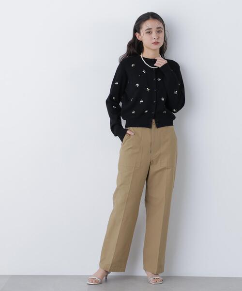 N.(N. Natural Beauty Basic)(エヌエヌナチュラルビューティーベーシック)の「フラワー刺繍ポケットカーデ(カーディガン/ボレロ・レディース・ホワイト系その他/ブラック系その他・フリ-)」の6枚目の写真