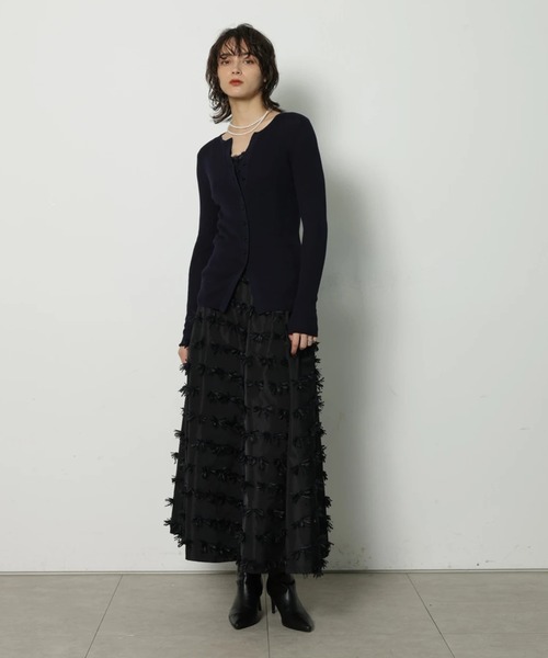 CADUNE（カデュネ）の「リボンジャガードスカート（スカート・レディース・ブラック/ホワイト・38/36/34）」の7枚目の写真