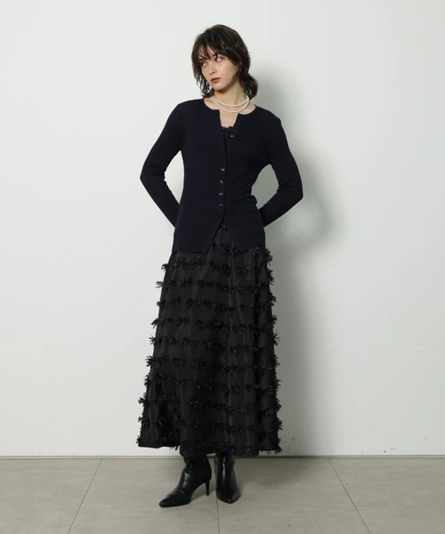 CADUNE（カデュネ）の「リボンジャガードスカート（スカート・レディース・ブラック/ホワイト・38/36/34）」の8枚目の写真