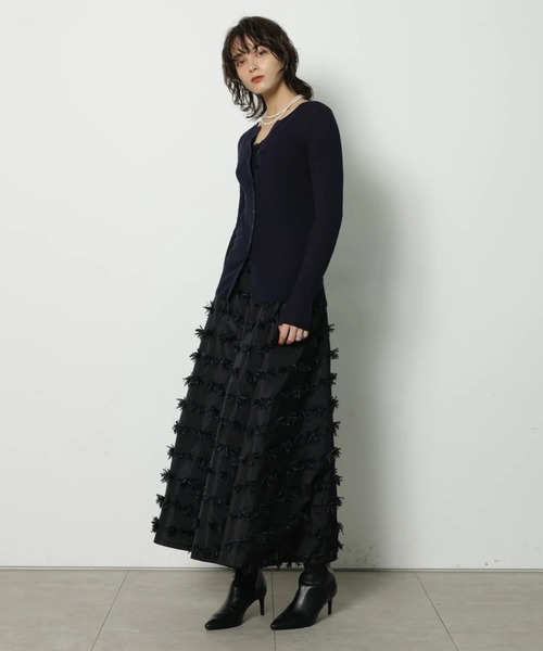 CADUNE（カデュネ）の「リボンジャガードスカート（スカート・レディース・ブラック/ホワイト・38/36/34）」の10枚目の写真