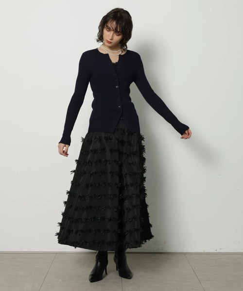 CADUNE（カデュネ）の「リボンジャガードスカート（スカート・レディース・ブラック/ホワイト・38/36/34）」の11枚目の写真