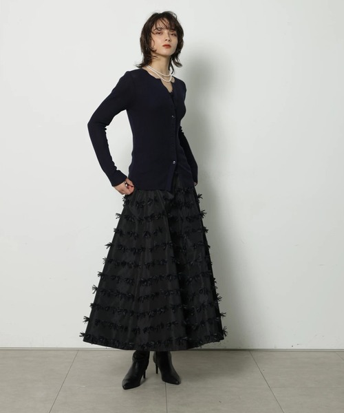CADUNE（カデュネ）の「リボンジャガードスカート（スカート・レディース・ブラック/ホワイト・38/36/34）」の12枚目の写真