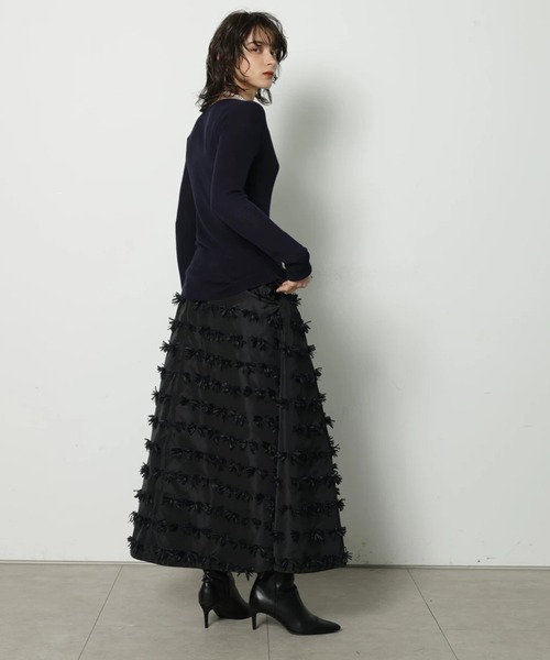 CADUNE（カデュネ）の「リボンジャガードスカート（スカート・レディース・ブラック/ホワイト・38/36/34）」の13枚目の写真