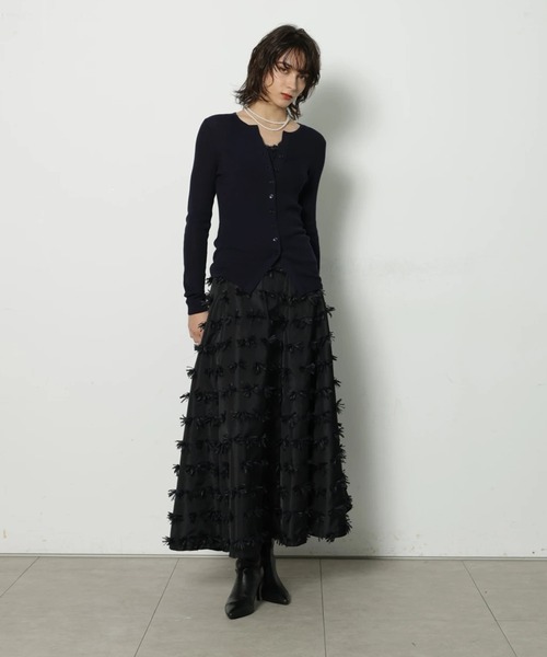 CADUNE（カデュネ）の「リボンジャガードスカート（スカート・レディース・ブラック/ホワイト・38/36/34）」の14枚目の写真