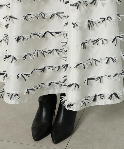 CADUNE（カデュネ）の「リボンジャガードスカート（スカート・レディース・ブラック/ホワイト・38/36/34）」の15枚目の写真