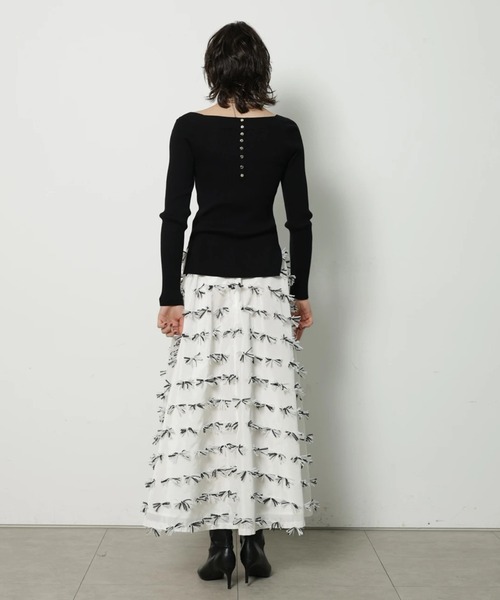 CADUNE（カデュネ）の「リボンジャガードスカート（スカート・レディース・ブラック/ホワイト・38/36/34）」の21枚目の写真