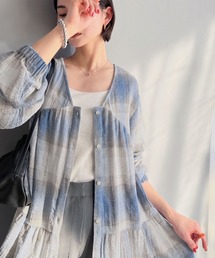 【Classical Evon】華やかさと体型カバーを両立する、着回し抜群な1枚。前後2wayパナマ風ティアードチュニック(長袖)