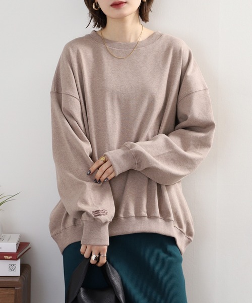 Arinomama(アリノママ)の「Arinomama オーガニックフライス ゆるオーバートレーナー(スウェット・レディース・アイボリー/スミクロ/モカ・FREE)」の2枚目の写真