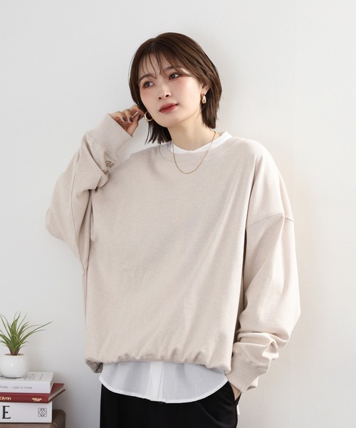 Arinomama(アリノママ)の「Arinomama オーガニックフライス ゆるオーバートレーナー(スウェット・レディース・アイボリー/スミクロ/モカ・FREE)」の5枚目の写真