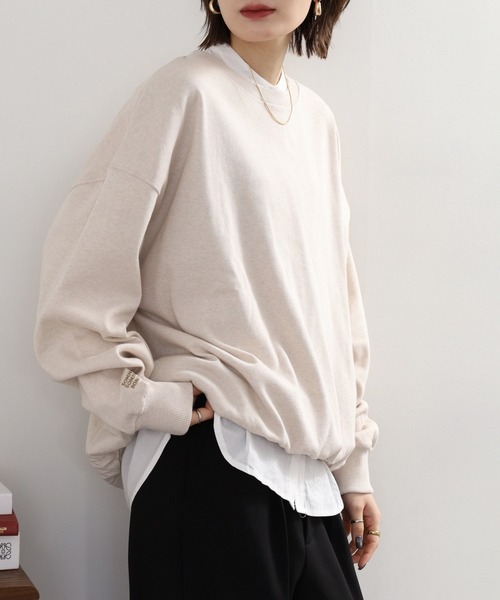 Arinomama(アリノママ)の「Arinomama オーガニックフライス ゆるオーバートレーナー(スウェット・レディース・アイボリー/スミクロ/モカ・FREE)」の9枚目の写真