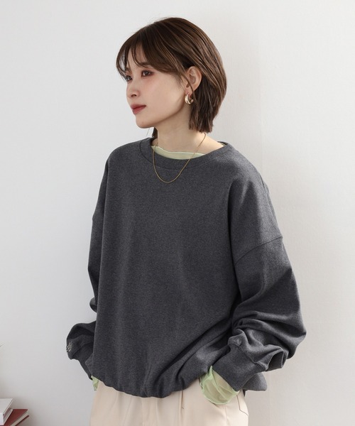 Arinomama(アリノママ)の「Arinomama オーガニックフライス ゆるオーバートレーナー(スウェット・レディース・アイボリー/スミクロ/モカ・FREE)」の12枚目の写真