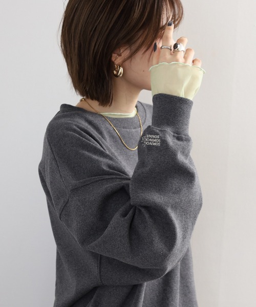 Arinomama(アリノママ)の「Arinomama オーガニックフライス ゆるオーバートレーナー(スウェット・レディース・アイボリー/スミクロ/モカ・FREE)」の13枚目の写真