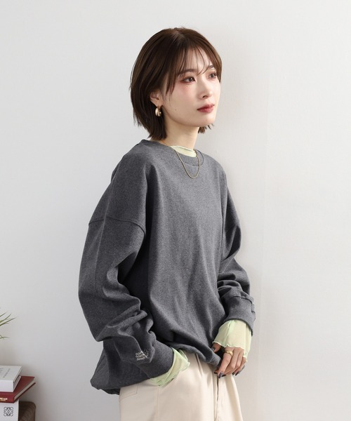 Arinomama(アリノママ)の「Arinomama オーガニックフライス ゆるオーバートレーナー(スウェット・レディース・アイボリー/スミクロ/モカ・FREE)」の14枚目の写真