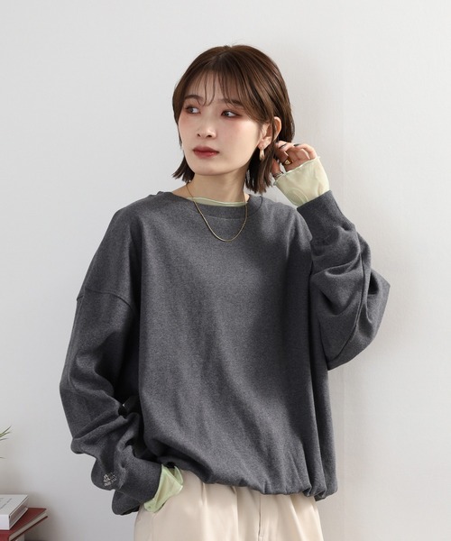 Arinomama(アリノママ)の「Arinomama オーガニックフライス ゆるオーバートレーナー(スウェット・レディース・アイボリー/スミクロ/モカ・FREE)」の15枚目の写真