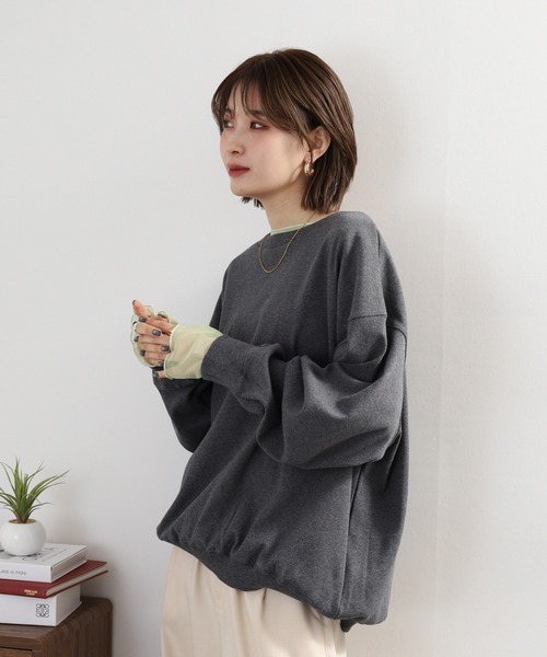 Arinomama(アリノママ)の「Arinomama オーガニックフライス ゆるオーバートレーナー(スウェット・レディース・アイボリー/スミクロ/モカ・FREE)」の17枚目の写真