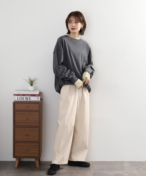 Arinomama(アリノママ)の「Arinomama オーガニックフライス ゆるオーバートレーナー(スウェット・レディース・アイボリー/スミクロ/モカ・FREE)」の19枚目の写真