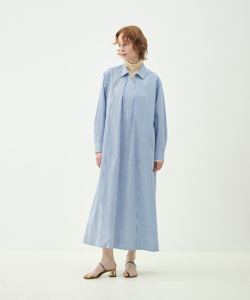 MACPHEE（マカフィー）の「【WEB先行予約】コットンタイプライター ジップワンピース（シャツワンピース・レディース・ブルー系その他2/ホワイト・36）」の3枚目の写真