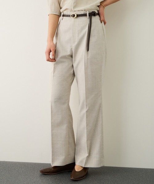 ROPE'(ロペ)の「リネンライクセミフレアパンツ/イージーケア・セットアップ対応(その他パンツ・レディース・ダークブラウン/ベージュ・38/36/40)」の2枚目の写真