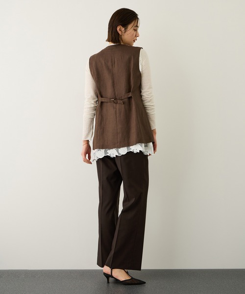 ROPE'(ロペ)の「リネンライクセミフレアパンツ/イージーケア・セットアップ対応(その他パンツ・レディース・ダークブラウン/ベージュ・38/36/40)」の8枚目の写真