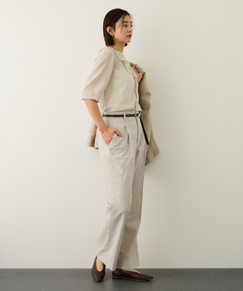 ROPE'(ロペ)の「リネンライクセミフレアパンツ/イージーケア・セットアップ対応(その他パンツ・レディース・ダークブラウン/ベージュ・38/36/40)」の12枚目の写真