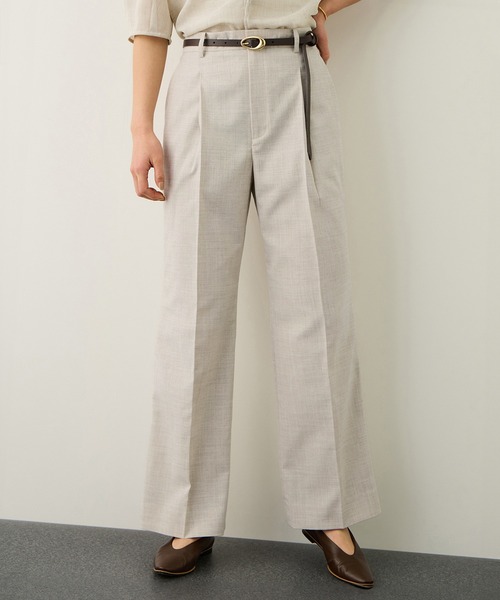ROPE'(ロペ)の「リネンライクセミフレアパンツ/イージーケア・セットアップ対応(その他パンツ・レディース・ダークブラウン/ベージュ・38/36/40)」の3枚目の写真