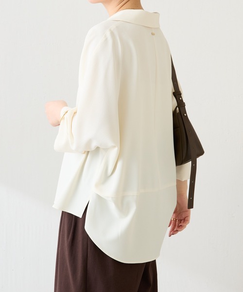 COLLAGE GALLARDAGALANTE（コラージュガリャルダガランテ）の「ジャージスキッパードルマンシャツ/セットアップ可/WEB限定カラー展開（シャツ/ブラウス・レディース・ネイビー/イエロー/ブラック/オフホワイト・FREE）」の7枚目の写真