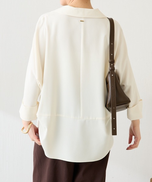 COLLAGE GALLARDAGALANTE（コラージュガリャルダガランテ）の「ジャージスキッパードルマンシャツ/セットアップ可/WEB限定カラー展開（シャツ/ブラウス・レディース・ネイビー/イエロー/ブラック/オフホワイト・FREE）」の8枚目の写真