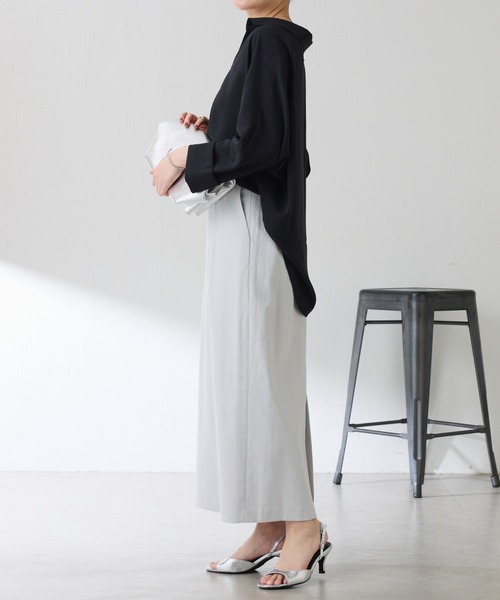 COLLAGE GALLARDAGALANTE（コラージュガリャルダガランテ）の「ジャージスキッパードルマンシャツ/セットアップ可/WEB限定カラー展開（シャツ/ブラウス・レディース・ネイビー/イエロー/ブラック/オフホワイト・FREE）」の20枚目の写真