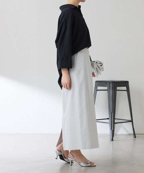 COLLAGE GALLARDAGALANTE（コラージュガリャルダガランテ）の「ジャージスキッパードルマンシャツ/セットアップ可/WEB限定カラー展開（シャツ/ブラウス・レディース・ネイビー/イエロー/ブラック/オフホワイト・FREE）」の22枚目の写真