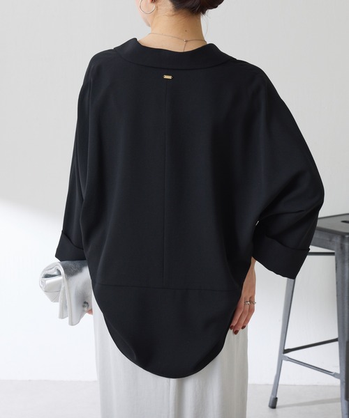 COLLAGE GALLARDAGALANTE（コラージュガリャルダガランテ）の「ジャージスキッパードルマンシャツ/セットアップ可/WEB限定カラー展開（シャツ/ブラウス・レディース・ネイビー/イエロー/ブラック/オフホワイト・FREE）」の18枚目の写真