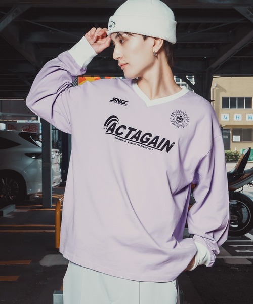 improves（インプローブス）の「ゲームシャツ Vネック ロングスリーブTシャツ（Tシャツ/カットソー・メンズ・ブラック系/ホワイト系1/グレー系1/グレー系/パープル系2/ブラック系2・MEDIUM/LARGE/X-LARGE）」の6枚目の写真