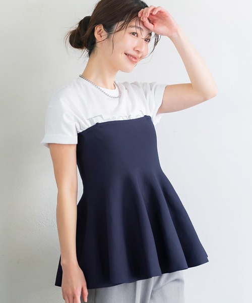 coca(coca)(コカ)の「ペプラムニットキャミソール(キャミソール・レディース・ネイビー/グレー・M/L)」の2枚目の写真