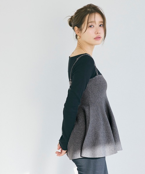 coca(coca)(コカ)の「ペプラムニットキャミソール(キャミソール・レディース・ネイビー/グレー/ライトピンク/ブラック/ライトベージュ・M/L)」の11枚目の写真