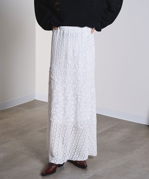 ROSE BUD（ローズバッド）の「PATCHWORK LACE SKIRT（スカート・レディース・ブラック/ホワイト・ONE SIZE）」の3枚目の写真