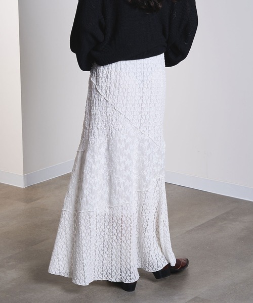 ROSE BUD（ローズバッド）の「PATCHWORK LACE SKIRT（スカート・レディース・ブラック/ホワイト・ONE SIZE）」の5枚目の写真