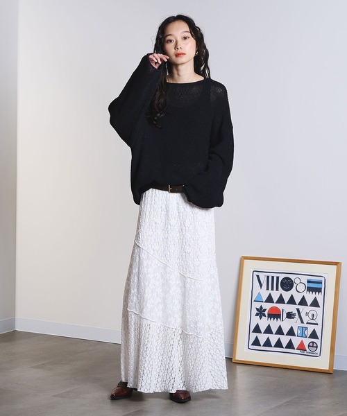 ROSE BUD（ローズバッド）の「PATCHWORK LACE SKIRT（スカート・レディース・ブラック/ホワイト・ONE SIZE）」の7枚目の写真